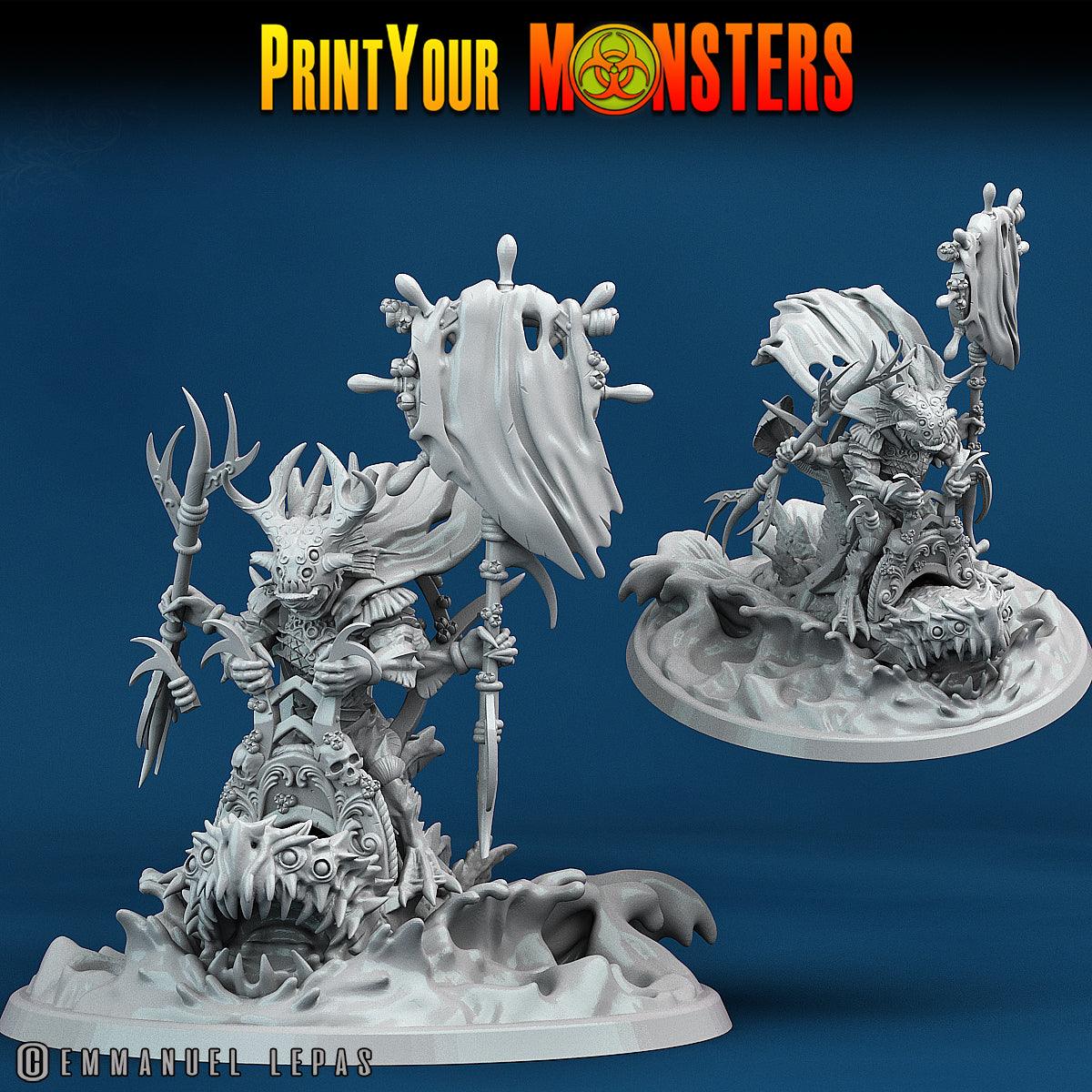 3D Printed Print Your Monsters Mutant Sharks The Searakin Domination Set 28mm - 32mm D&D Wargaming