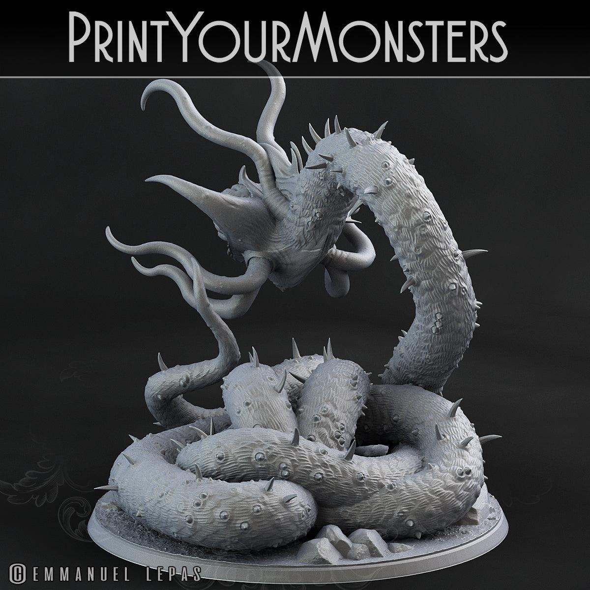 3D Printed Print Your Monsters Necrothelid Worms Subterranean Terrors 28mm - 32mm D&D Wargaming