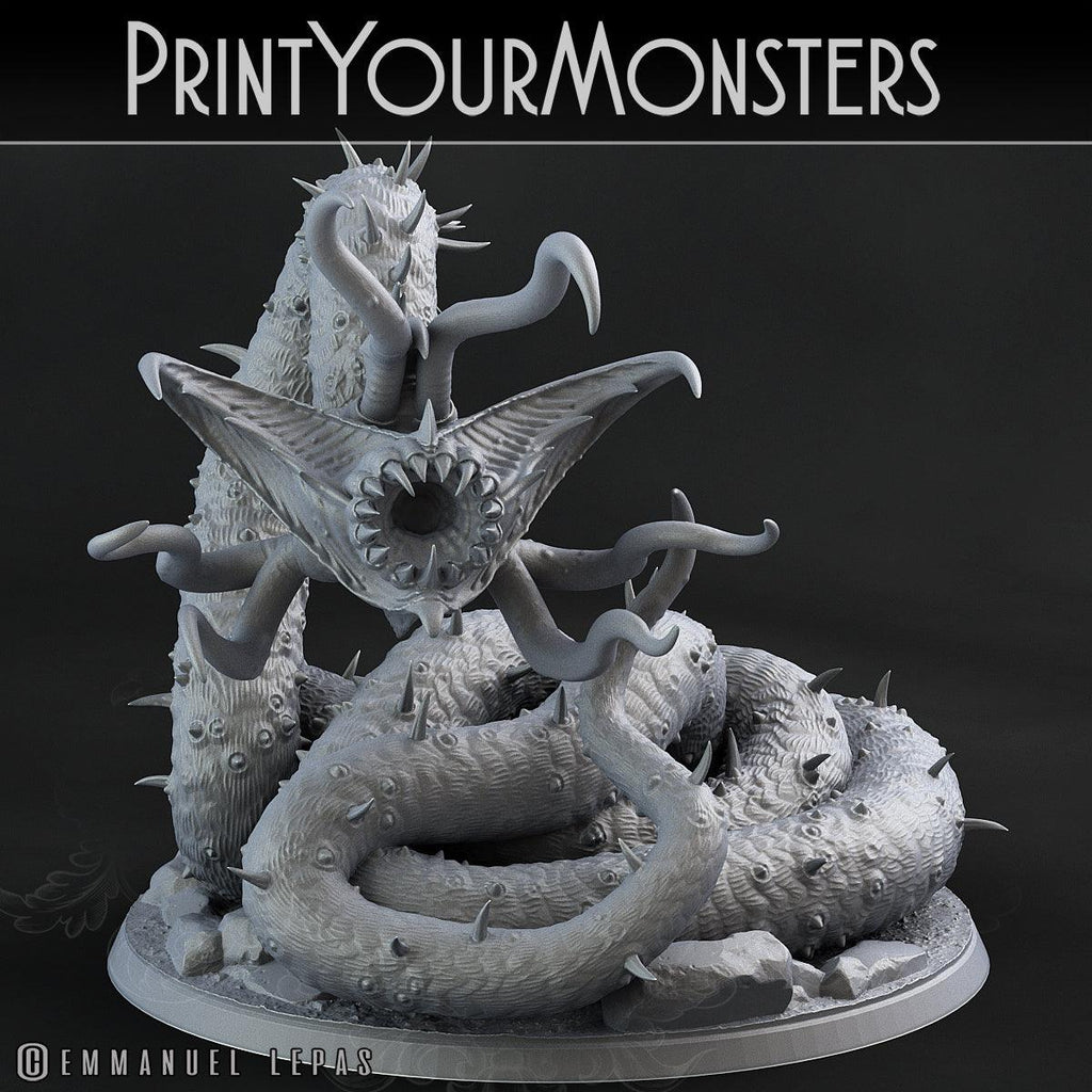 3D Printed Print Your Monsters Necrothelid Worms Subterranean Terrors 28mm - 32mm D&D Wargaming