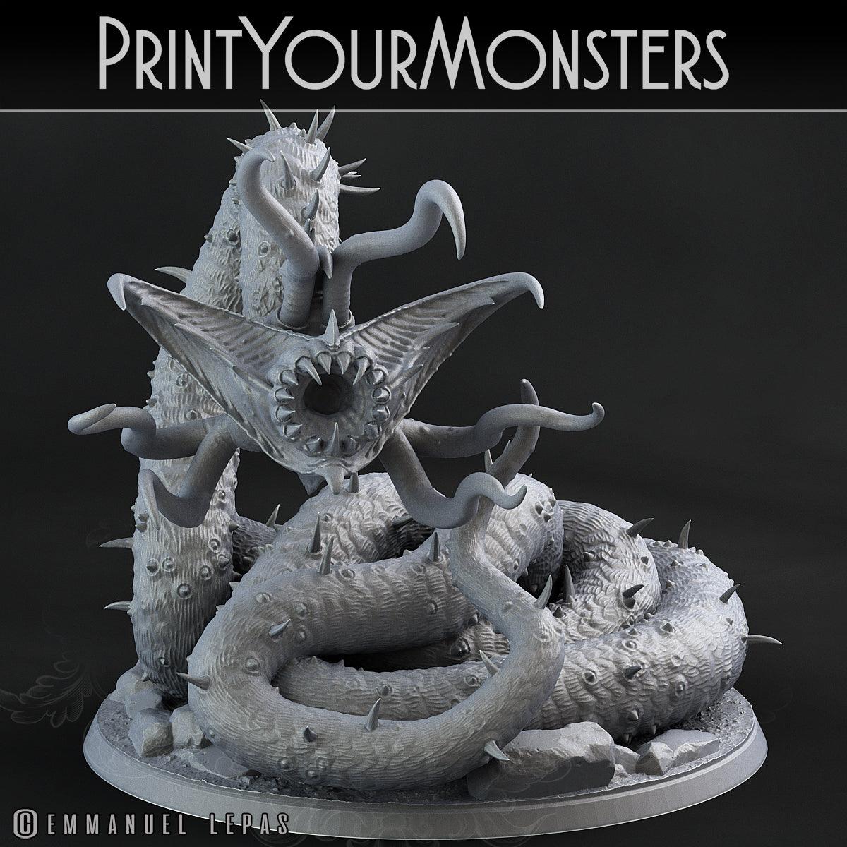 3D Printed Print Your Monsters Necrothelid Worms Subterranean Terrors 28mm - 32mm D&D Wargaming