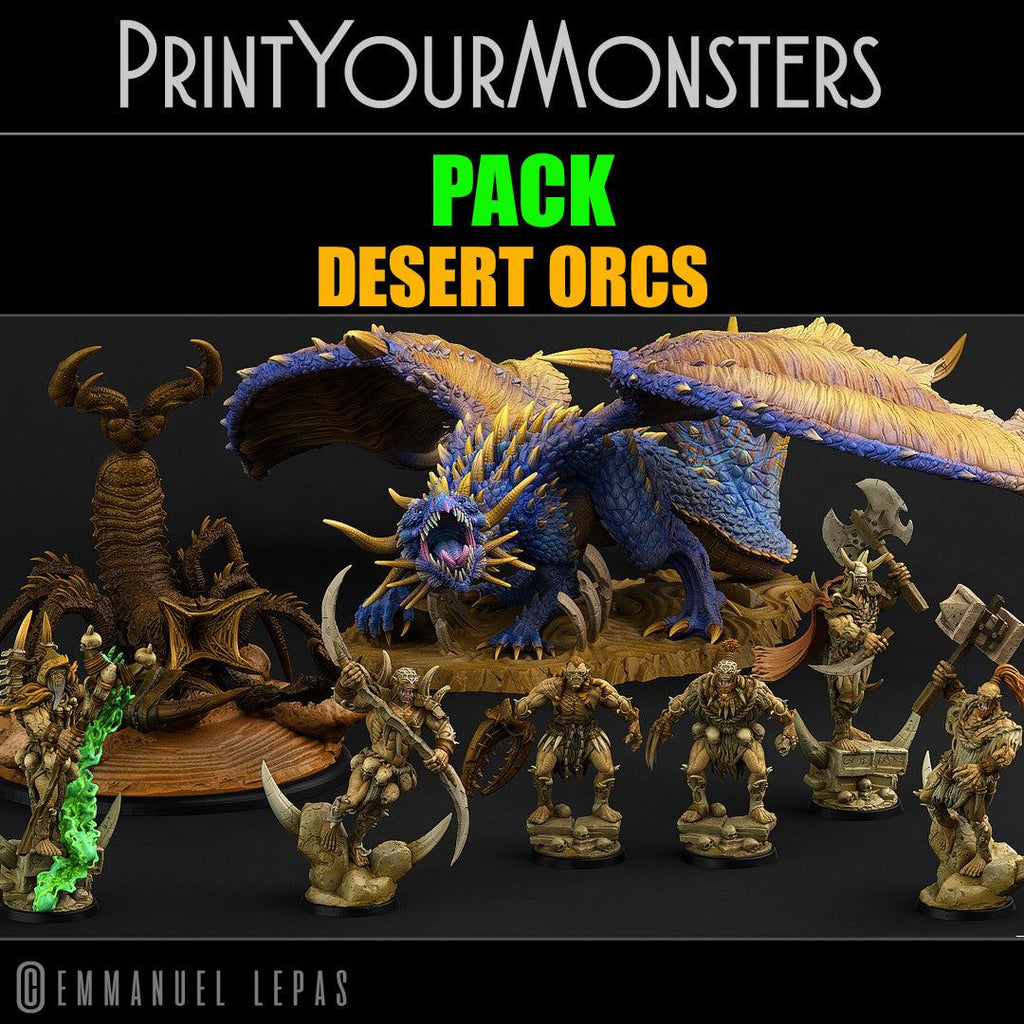 3D Printed Print Your Monsters Piskoramli Desert Orcs Set 28mm - 32mm D&D Wargaming