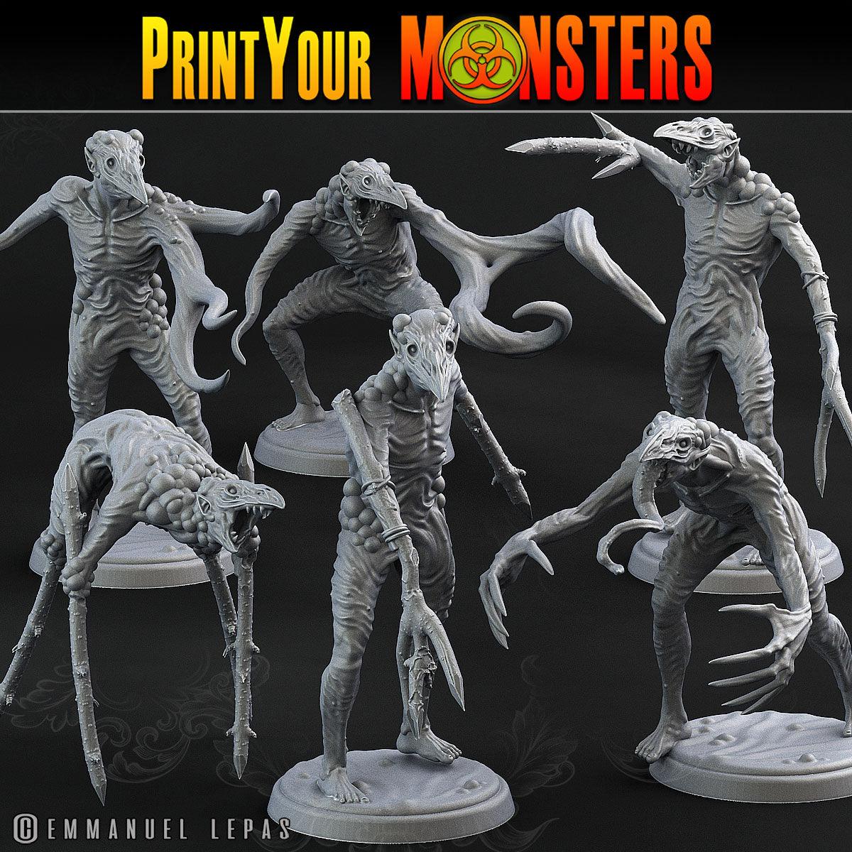 3D Printed Print Your Monsters Plague Men Plague Army Of Spooky Swamp Set 28mm - 32mm D&D Wargaming