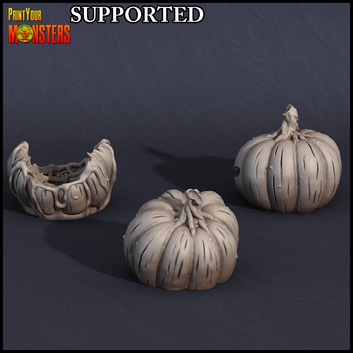 3D Printed Print Your Monsters Pumpkin Chariot and Heads Pumpkins Attack Pack 28mm - 32mm D&D Wargaming
