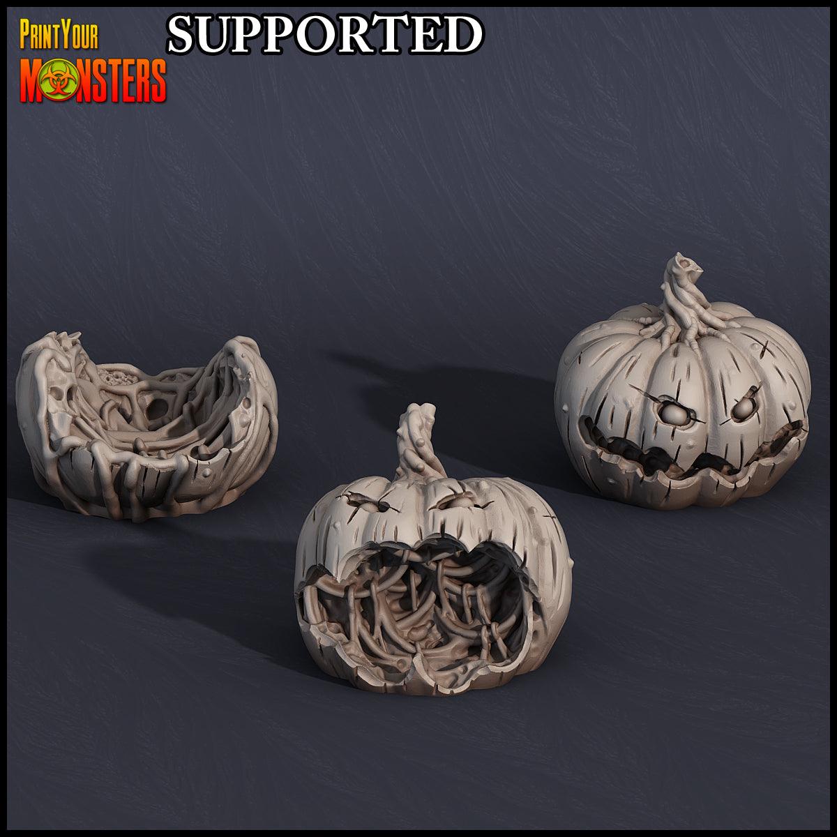 3D Printed Print Your Monsters Pumpkin Chariot and Heads Pumpkins Attack Pack 28mm - 32mm D&D Wargaming