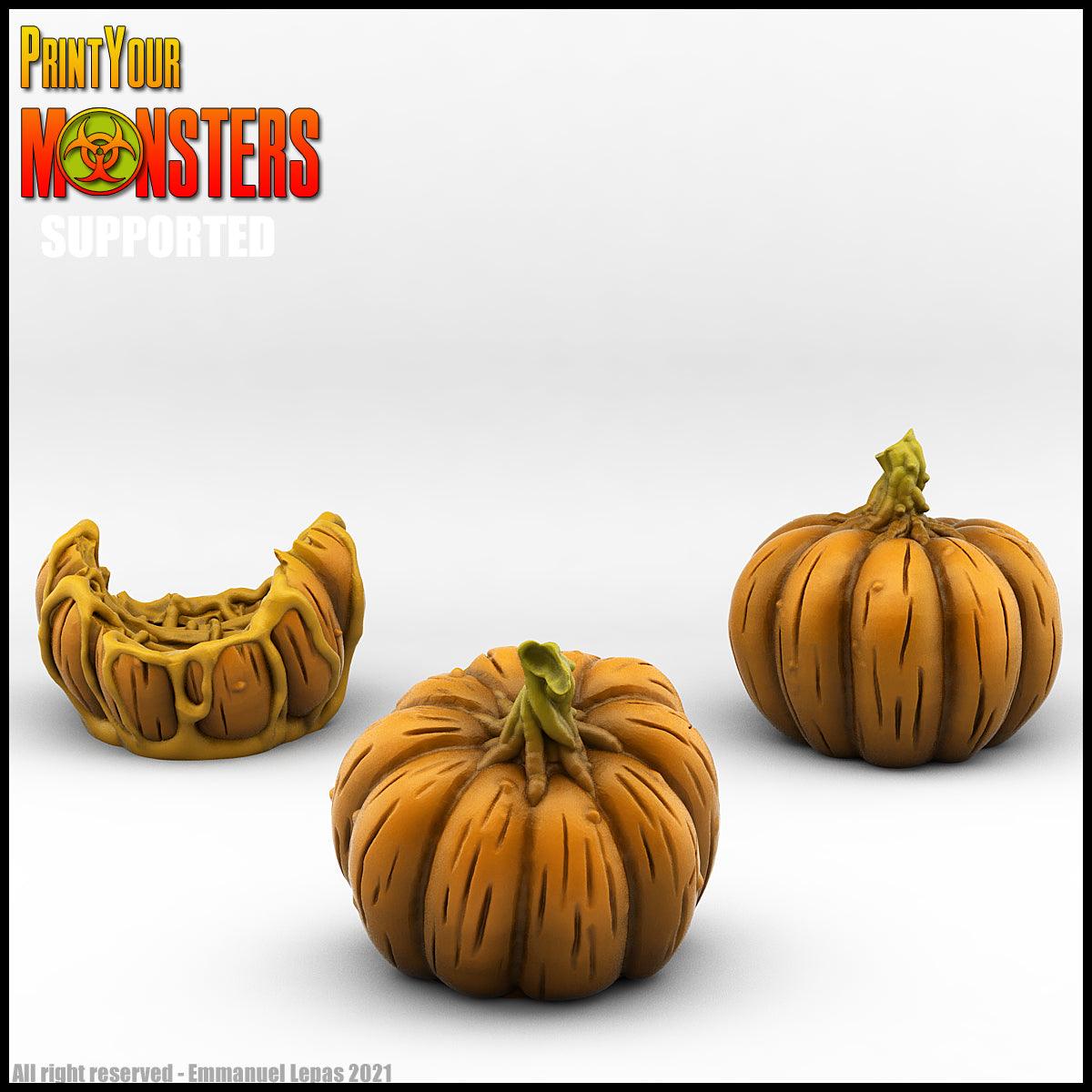 3D Printed Print Your Monsters Pumpkin Chariot and Heads Pumpkins Attack Pack 28mm - 32mm D&D Wargaming