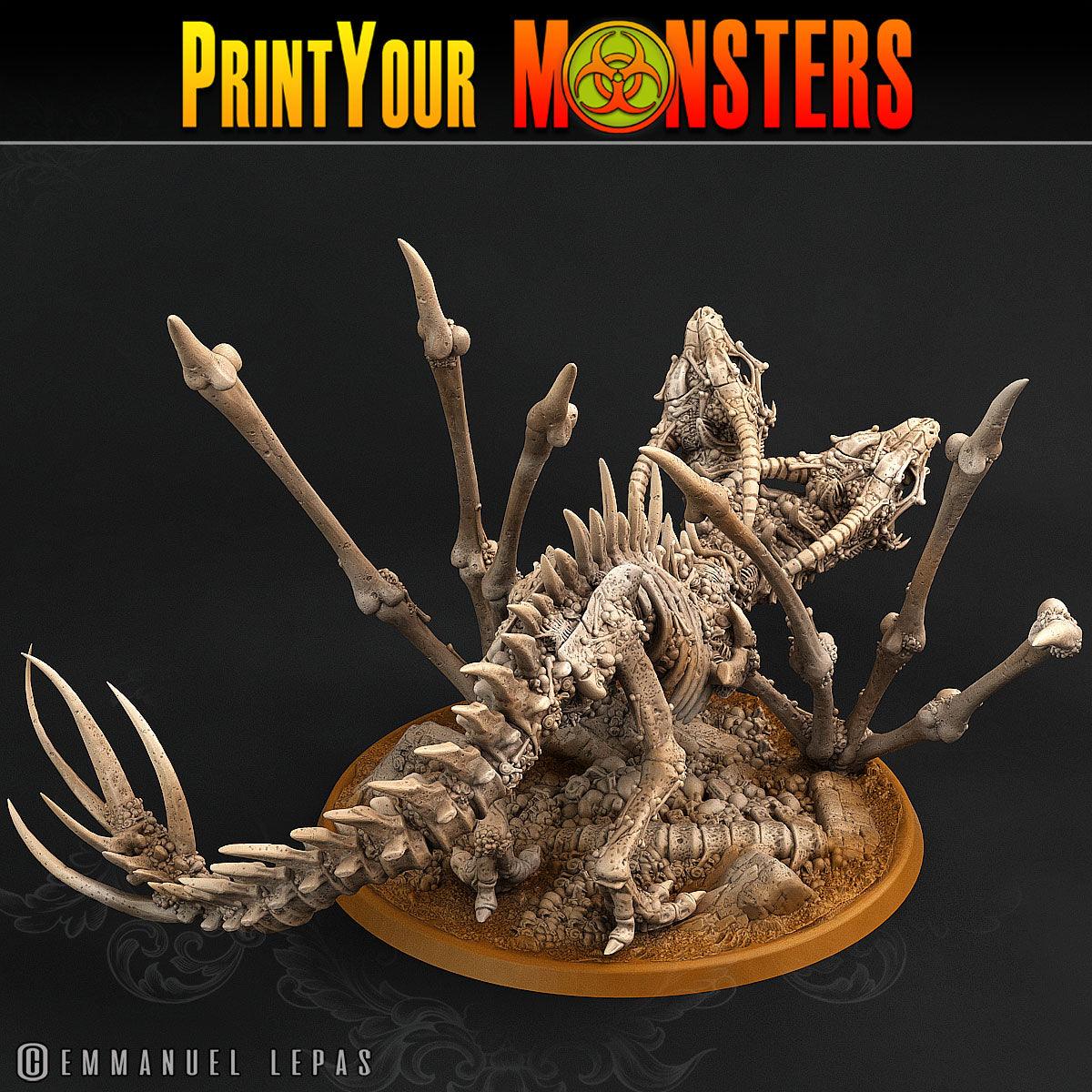 3D Printed Print Your Monsters Screaming Bone Dragon Land of Bones Set 28mm - 32mm D&D Wargaming
