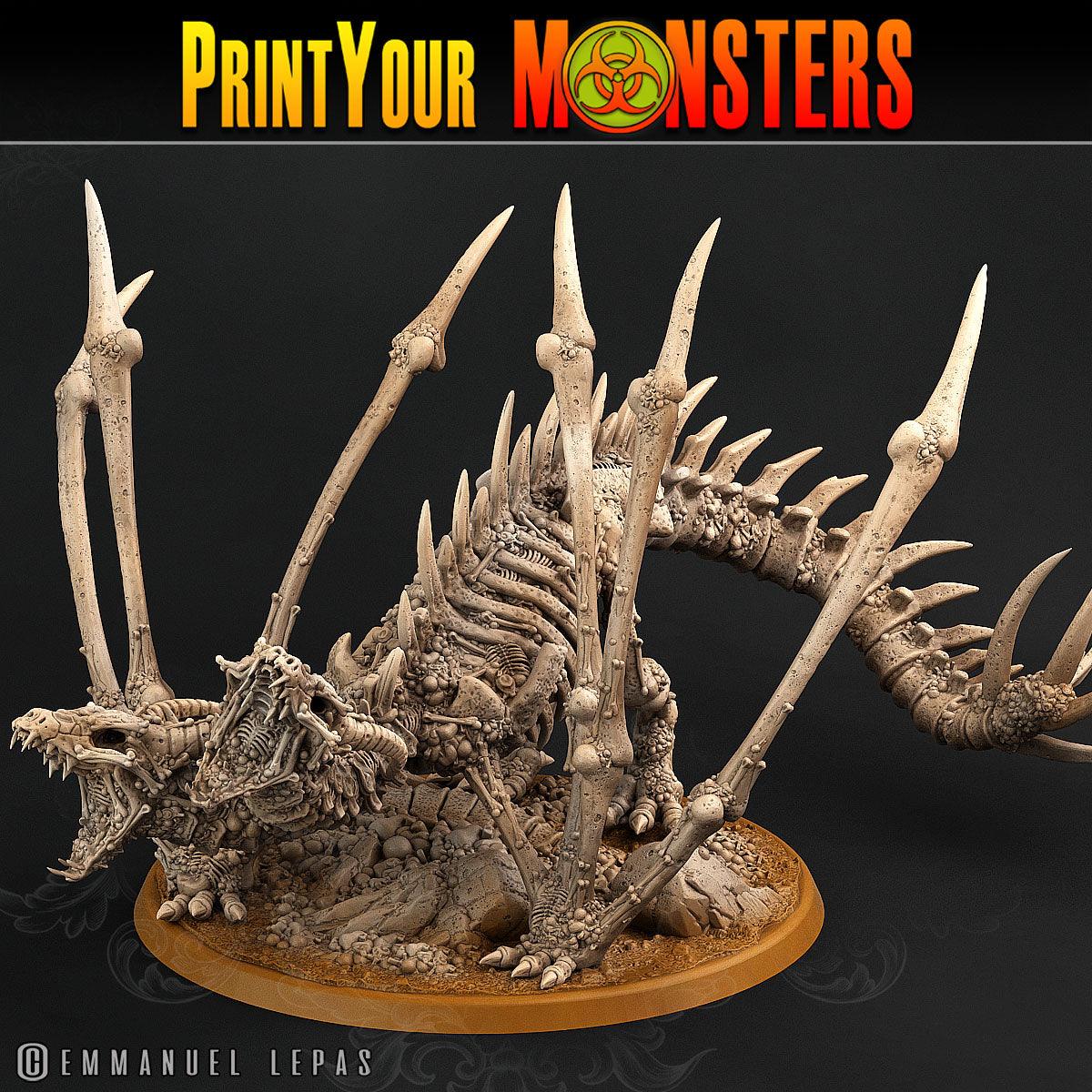 3D Printed Print Your Monsters Screaming Bone Dragon Land of Bones Set 28mm - 32mm D&D Wargaming