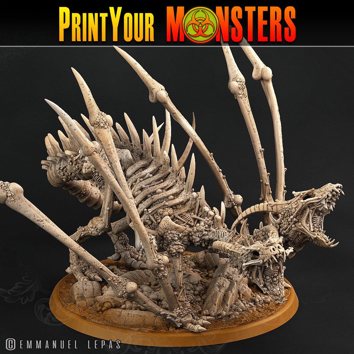 3D Printed Print Your Monsters Screaming Bone Dragon Land of Bones Set 28mm - 32mm D&D Wargaming