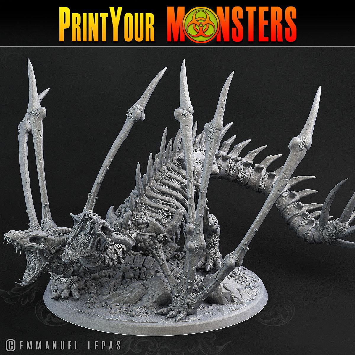 3D Printed Print Your Monsters Screaming Bone Dragon Land of Bones Set 28mm - 32mm D&D Wargaming