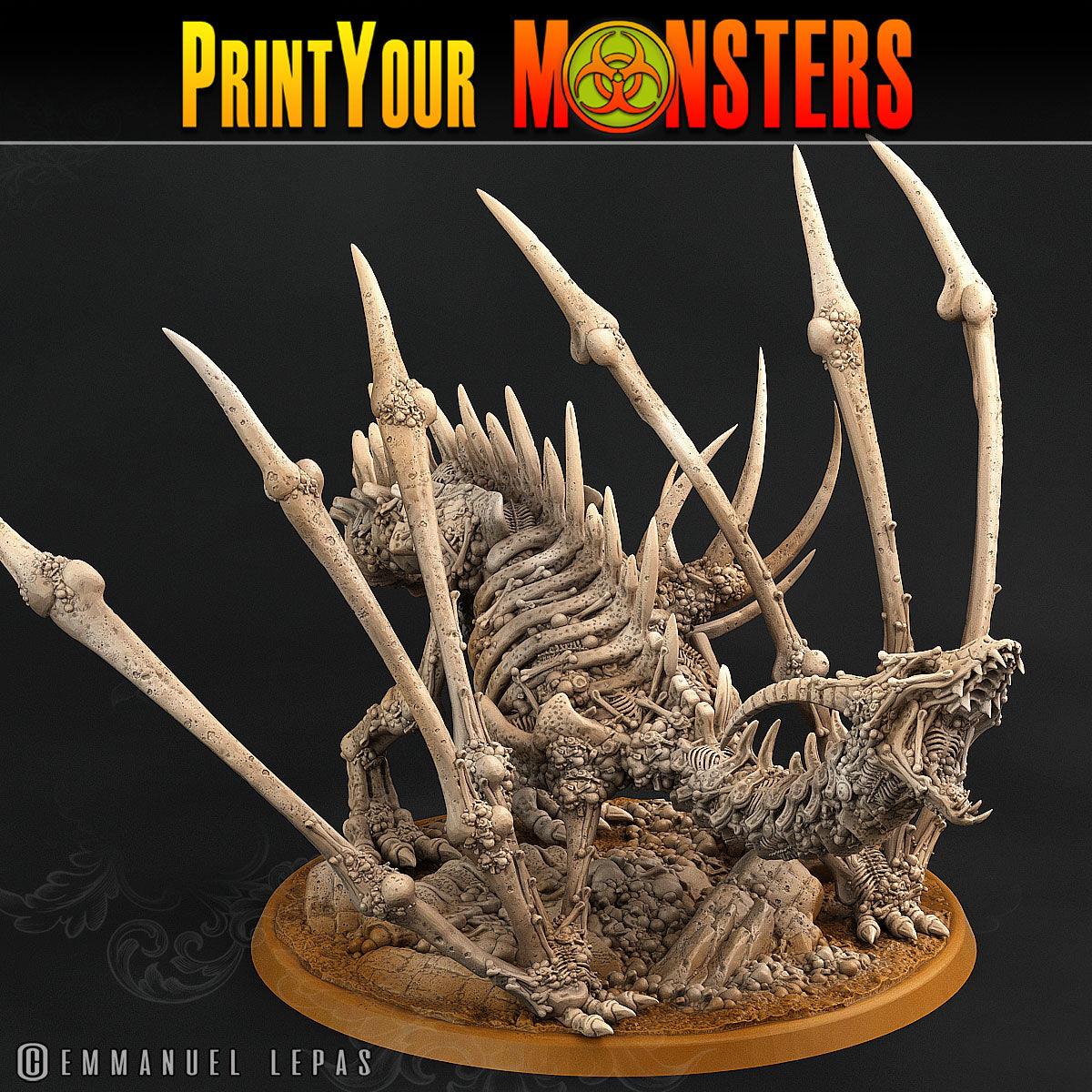 3D Printed Print Your Monsters Screaming Bone Dragon Land of Bones Set 28mm - 32mm D&D Wargaming