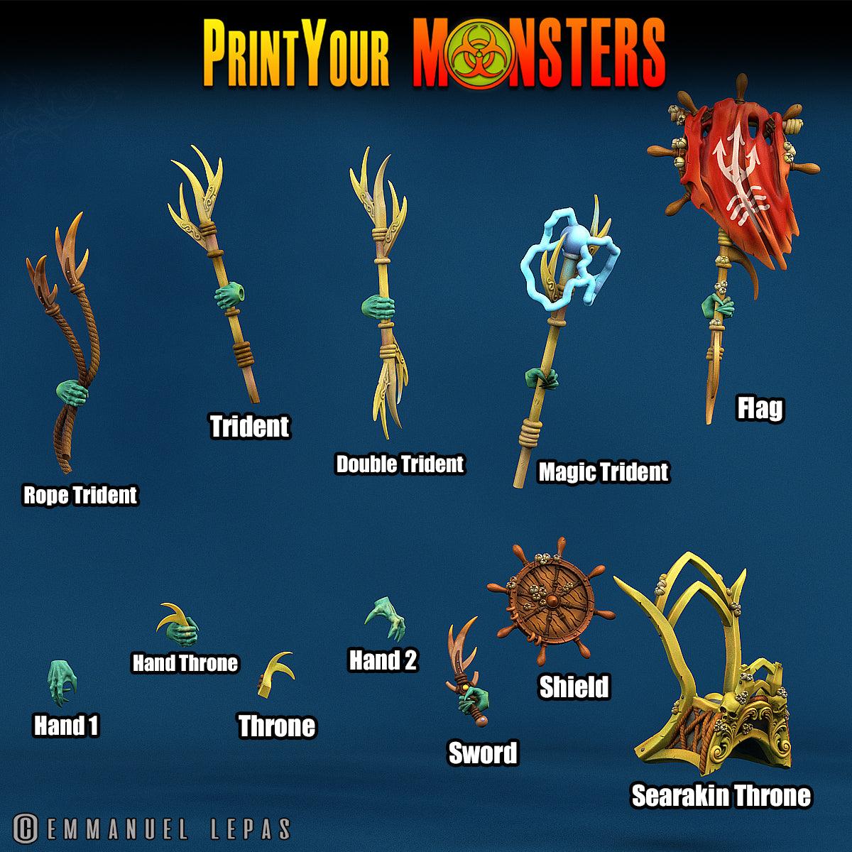 3D Printed Print Your Monsters Searakins The Searakin Domination Set 28mm - 32mm D&D Wargaming