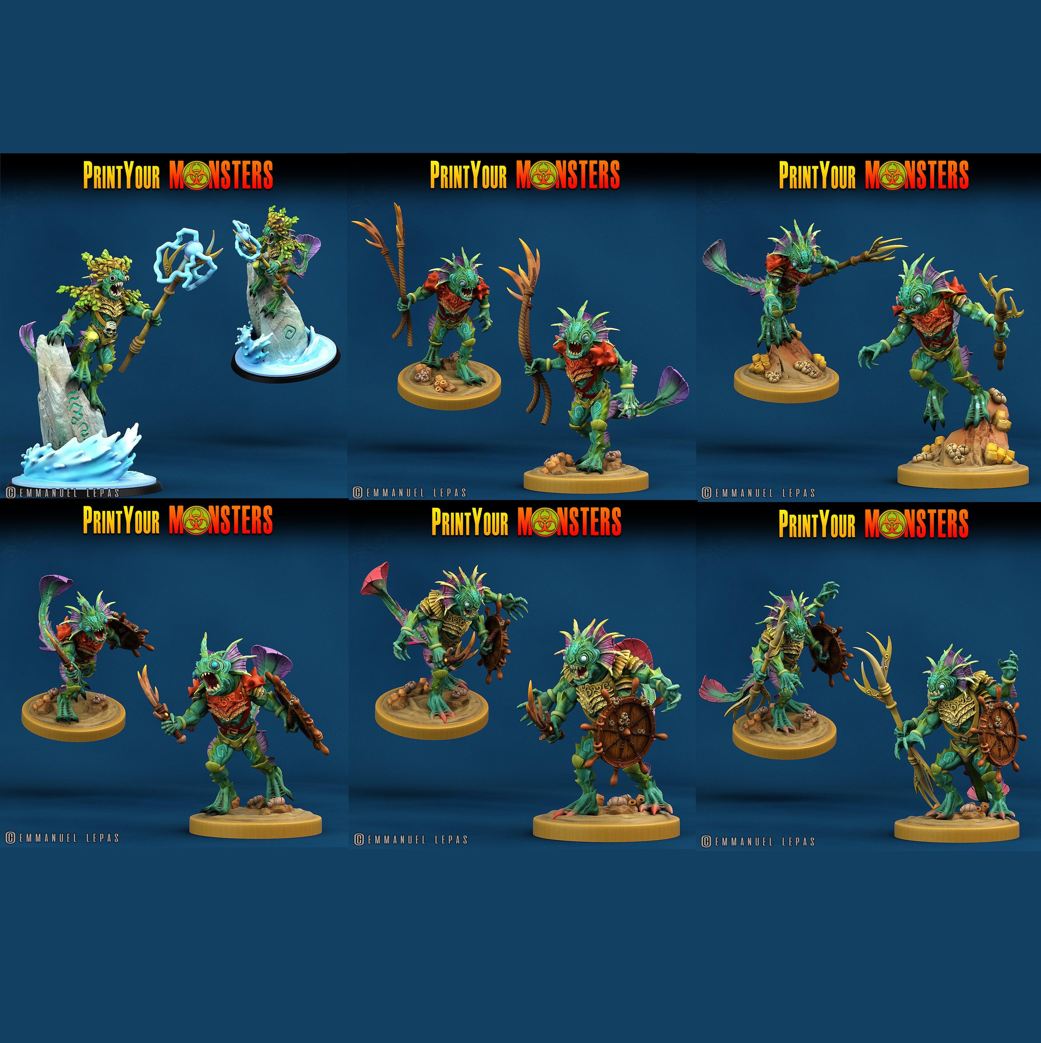 3D Printed Print Your Monsters Searakins The Searakin Domination Set 28mm - 32mm D&D Wargaming
