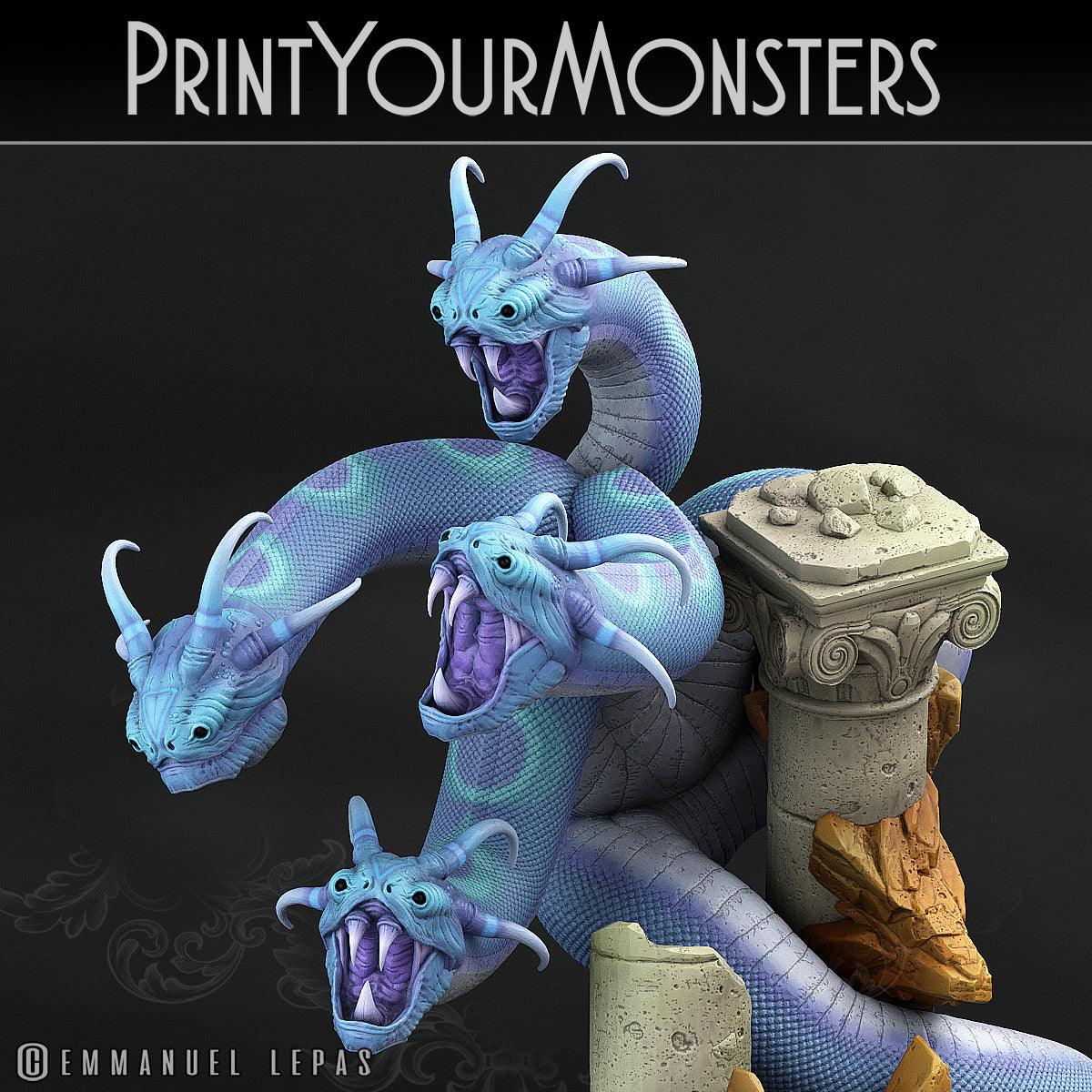 3D Printed Print Your Monsters Shadow Hydra Total Serpents 28mm - 32mm D&D Wargaming