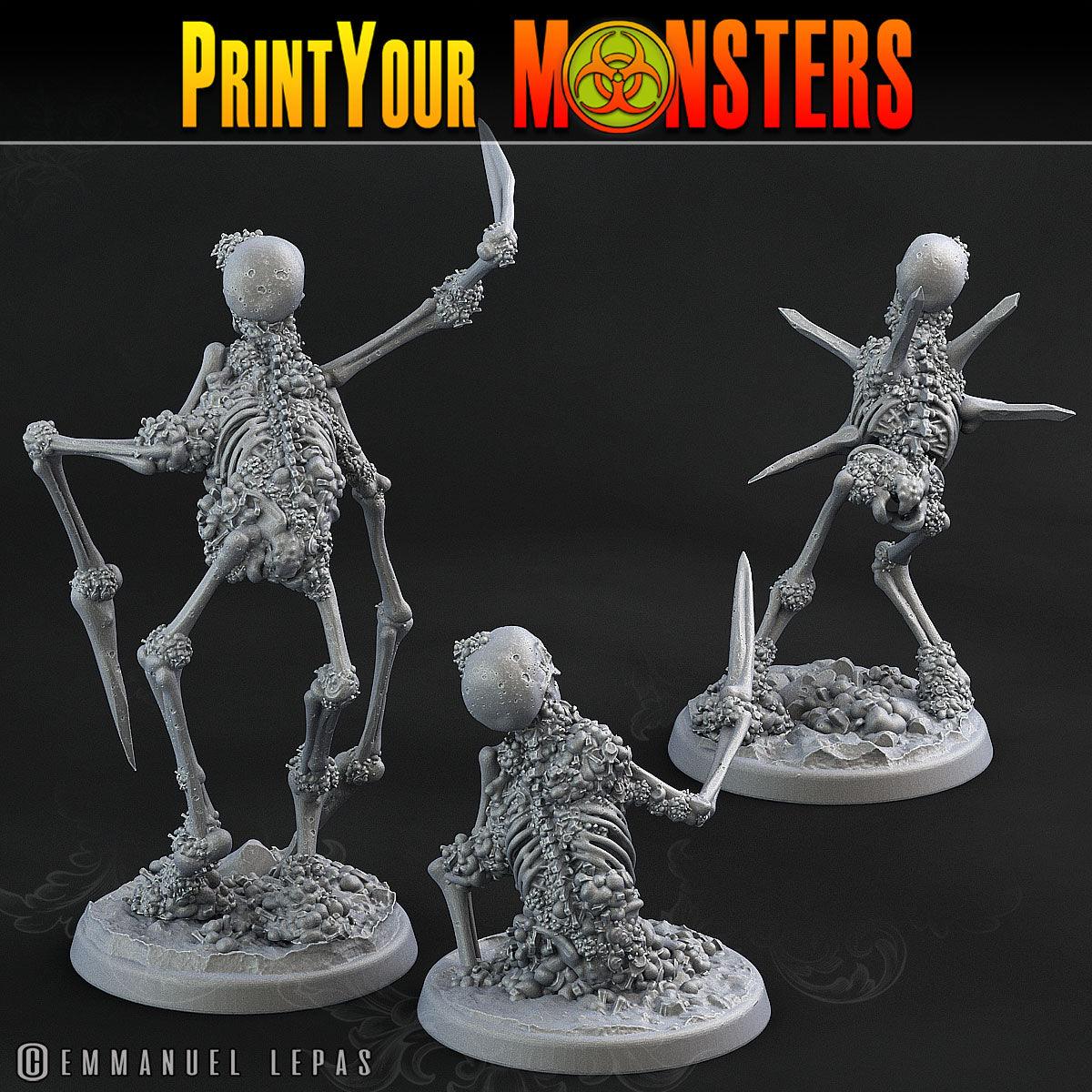 3D Printed Print Your Monsters Skeletons Land of Bones Set 28mm - 32mm D&D Wargaming