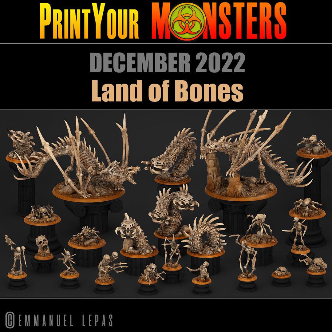 3D Printed Print Your Monsters Skeletons Land of Bones Set 28mm - 32mm D&D Wargaming