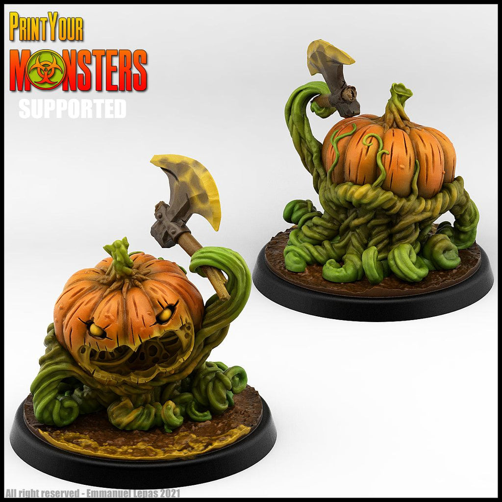 3D Printed Print Your Monsters Small Pumpkin Soldier Axe Pumpkins Attack Pack 28mm - 32mm D&D Wargaming