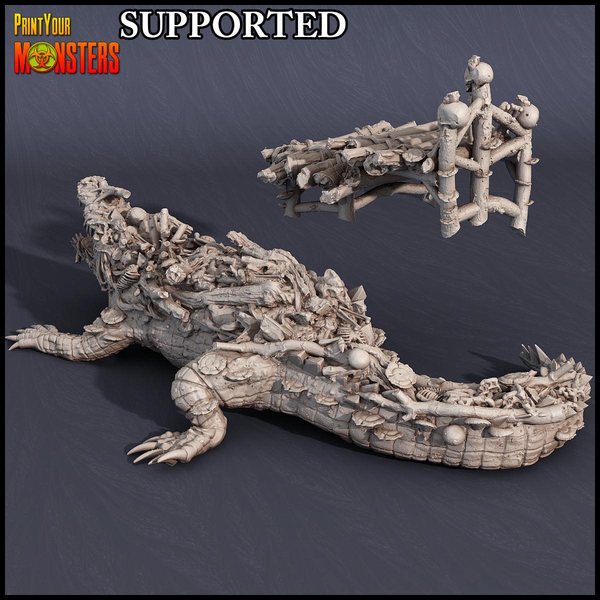 3D Printed Print Your Monsters Swamp Crocodile Alligator Swamp Invasion 28mm - 32mm D&D Wargaming