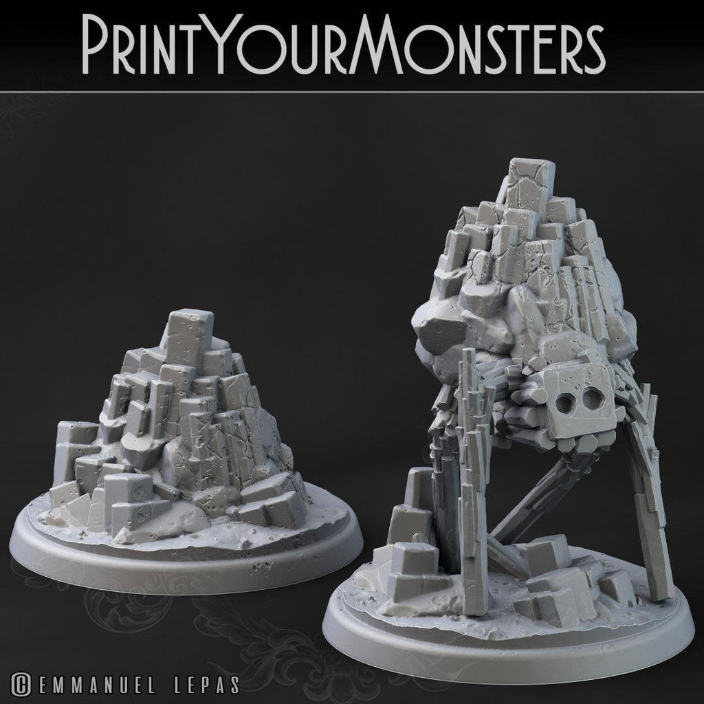 3D Printed Print Your Monsters Terranids Basalt Earth Elemental Set 28mm - 32mm D&D Wargaming