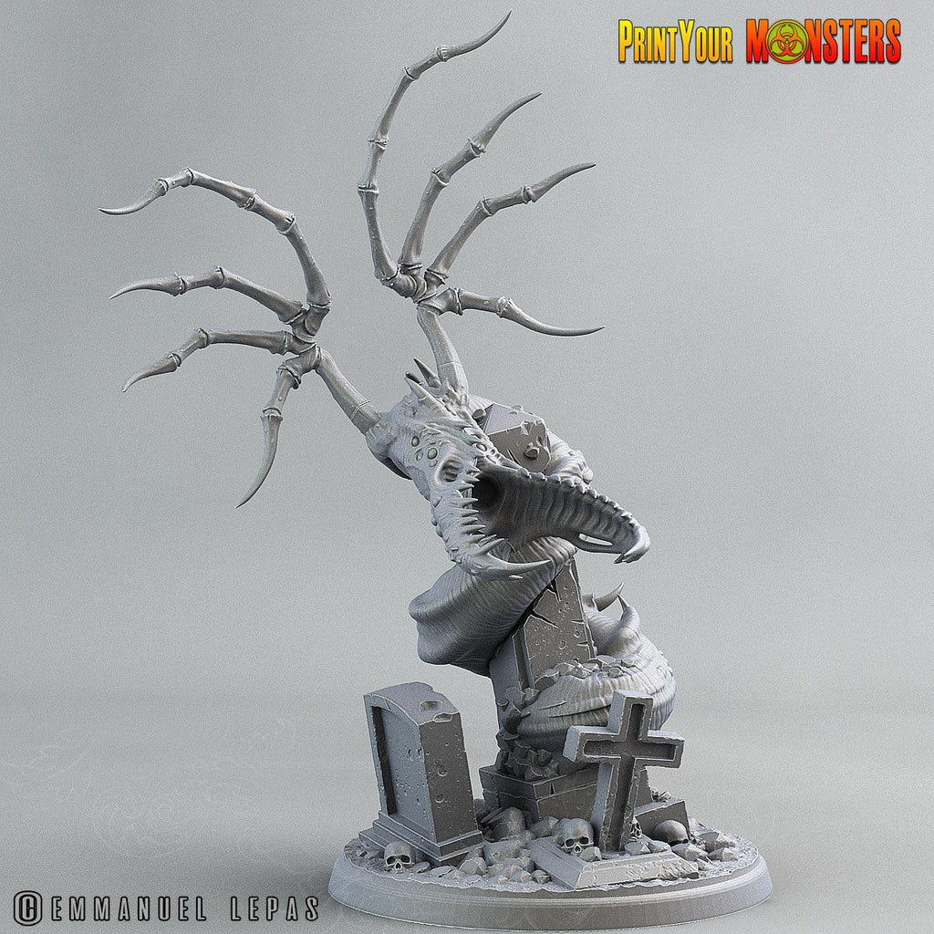 3D Printed Print Your Monsters The Living Graveyard Graveyard Dragon 28mm - 32mm D&D Wargaming