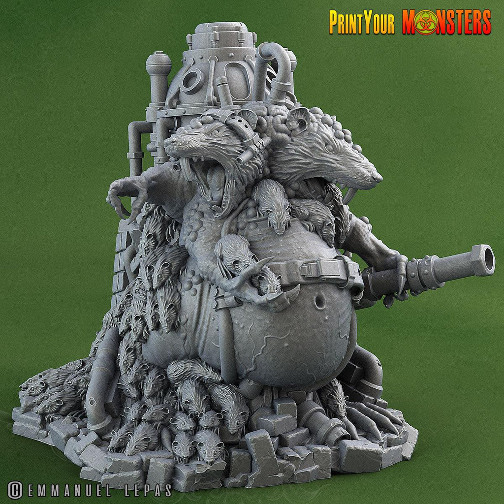 3D Printed Print Your Monsters The Toxic Double Headed Rat King The Toxic Rats Domination Set 28mm - 32mm D&D Wargaming