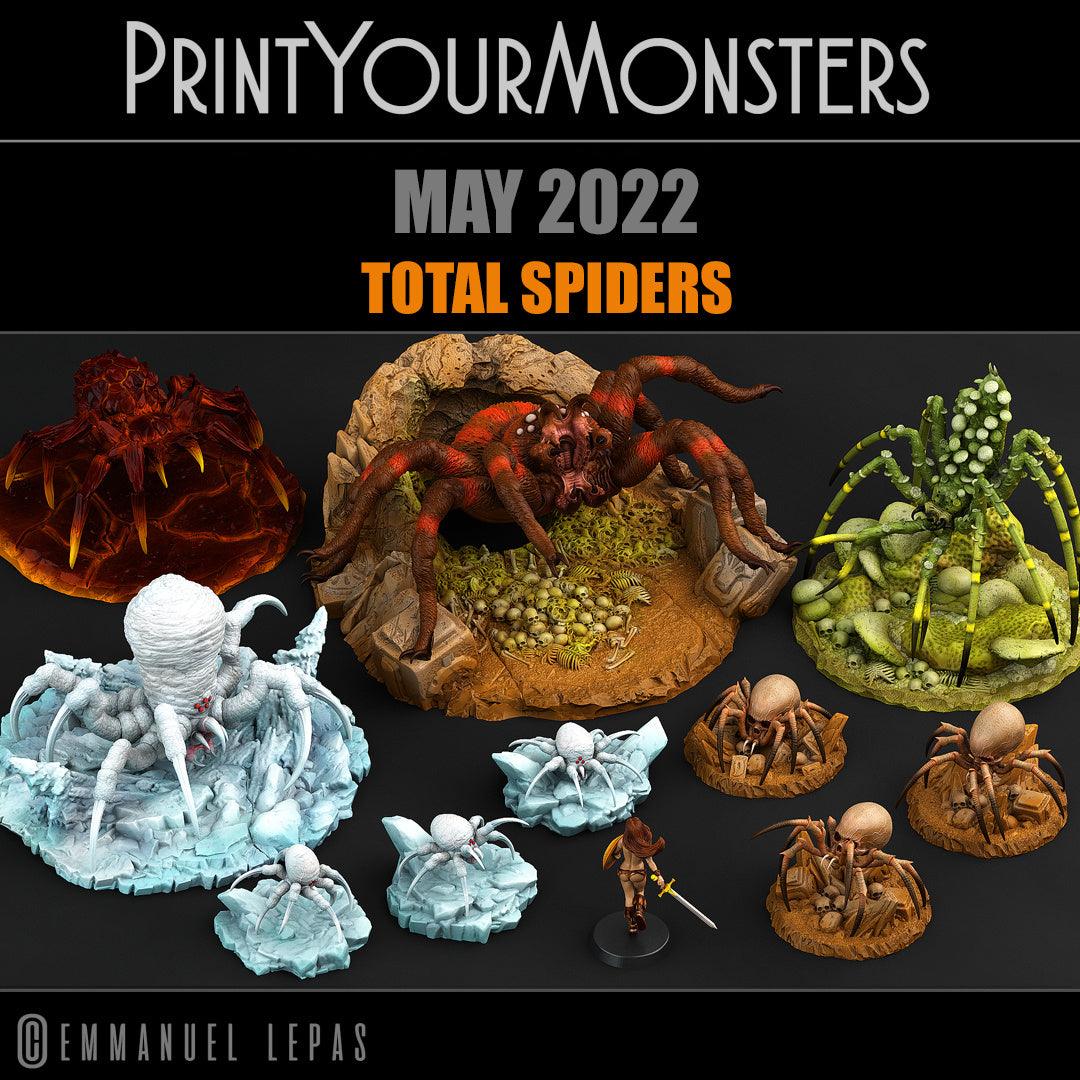 3D Printed Print Your Monsters Total Spiders Set 28mm - 32mm D&D Wargaming
