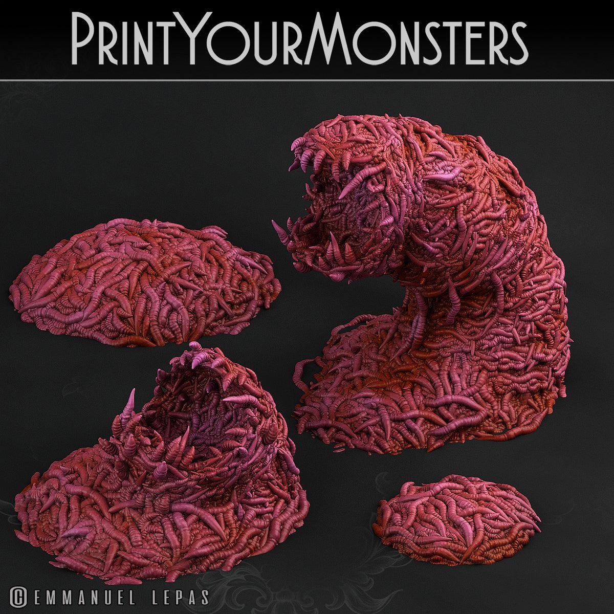 3D Printed Print Your Monsters Total Worms 2 Set 28mm - 32mm D&D Wargaming