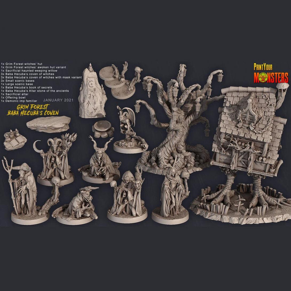 3D Printed Print Your Monsters Witches Pack Full Set 28mm - 32mm D&D Wargaming