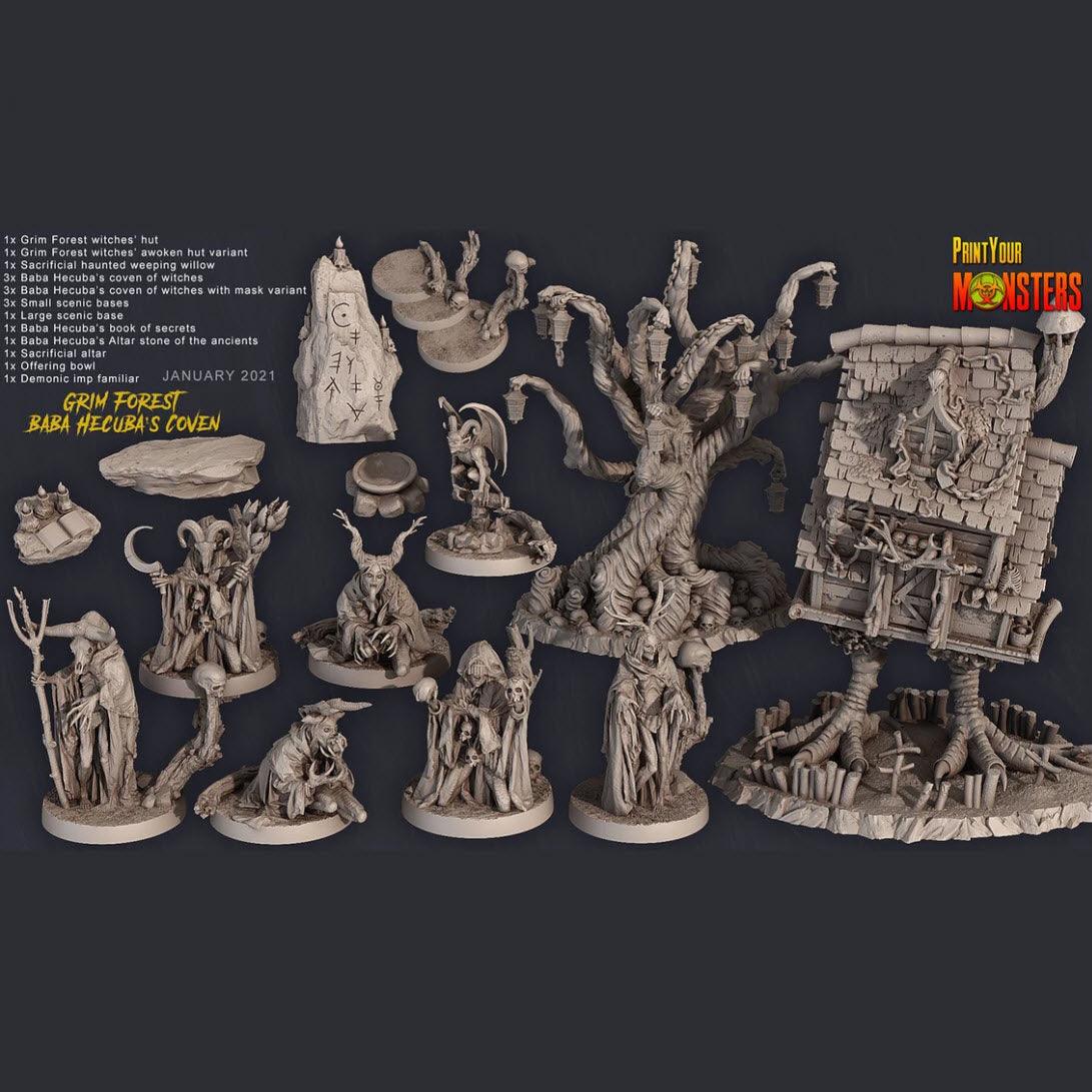 3D Printed Print Your Monsters Witches Pack Full Set 28mm - 32mm D&D Wargaming
