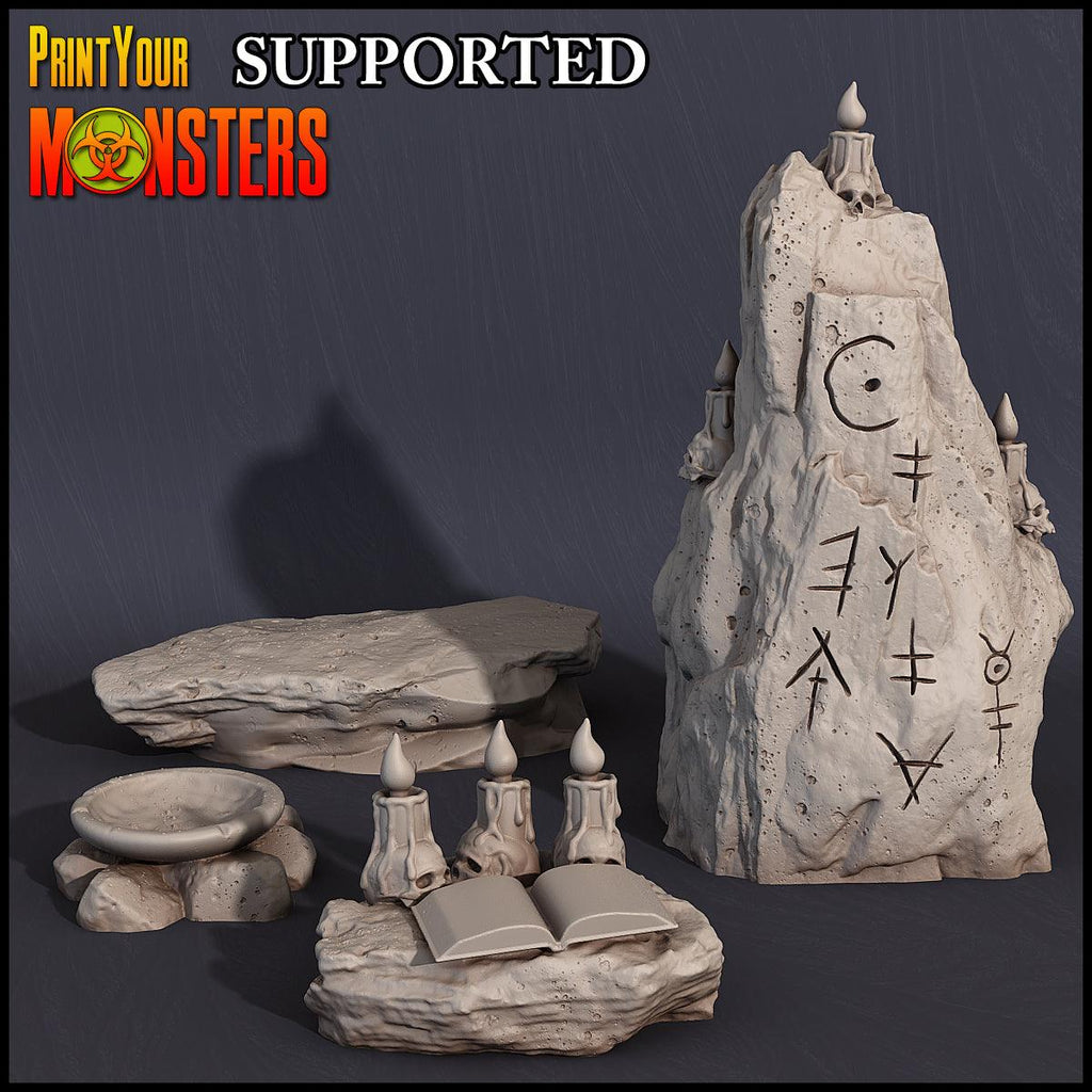 3D Printed Print Your Monsters Witches Sacrifice Stones Set Witches Pack 28mm - 32mm D&D Wargaming