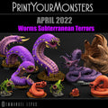 3D Printed Print Your Monsters Worms Subterranean Terrors 28mm - 32mm D&D Wargaming
