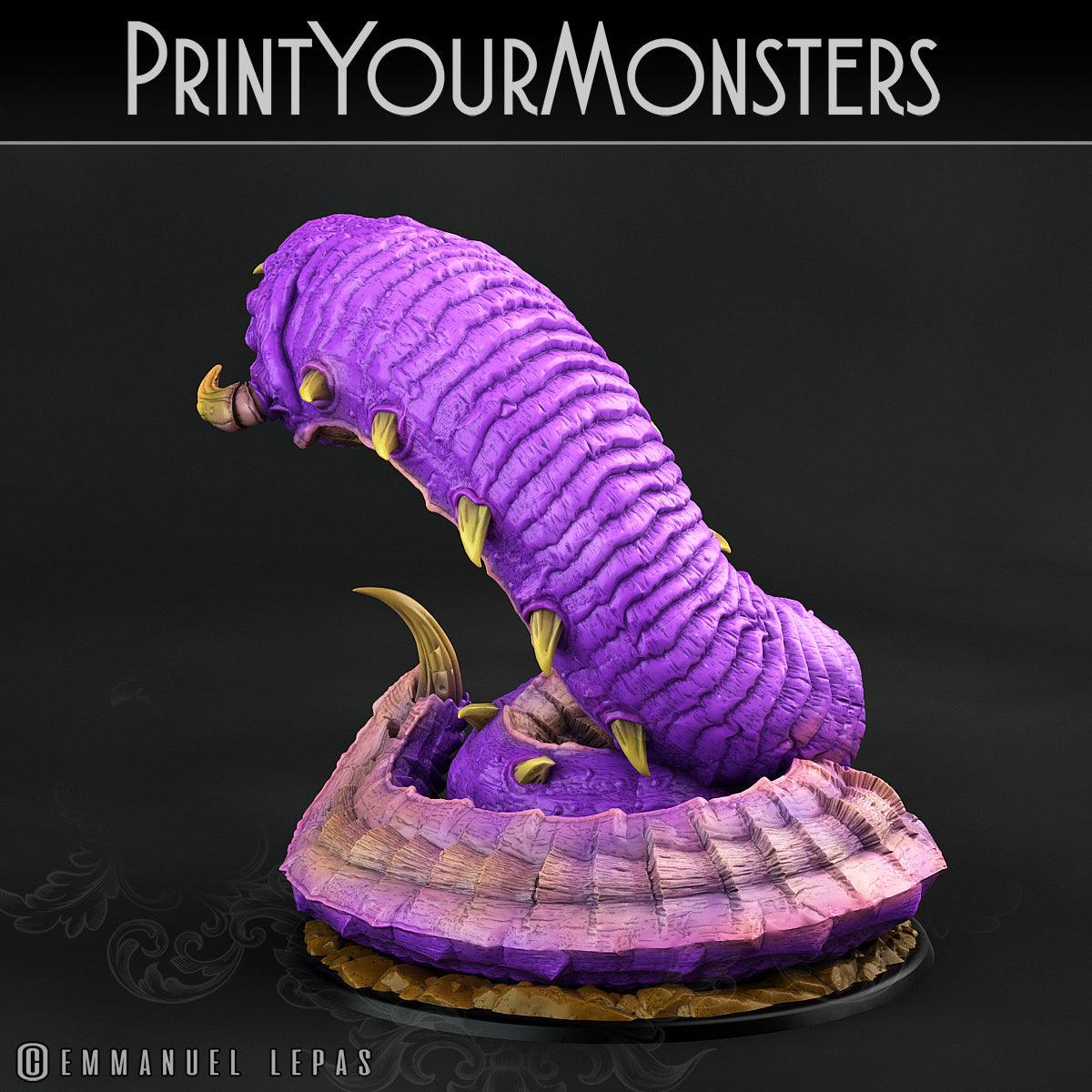 3D Printed Print Your Monsters Young Purple Worm Worms Subterranean Terrors 28mm - 32mm D&D Wargaming