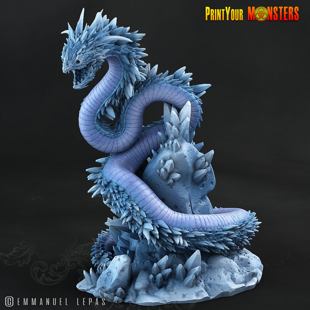3D Printed Print your Monster Frost Shard Goblins - Glacialfang the Behemoth Serpentc 28 32mm D&D