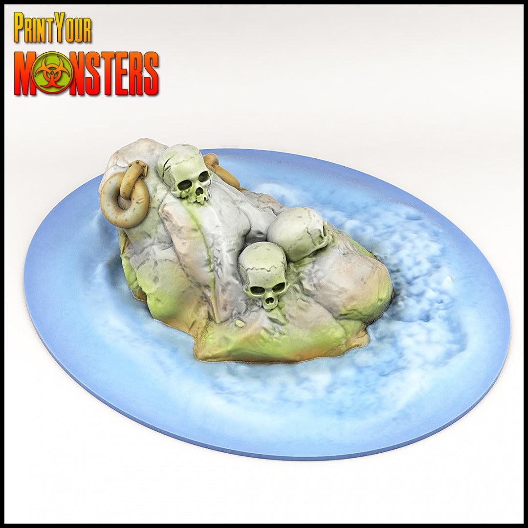 3D Printed Print your Monster Ocean Skull Rock 28 32mm D&D