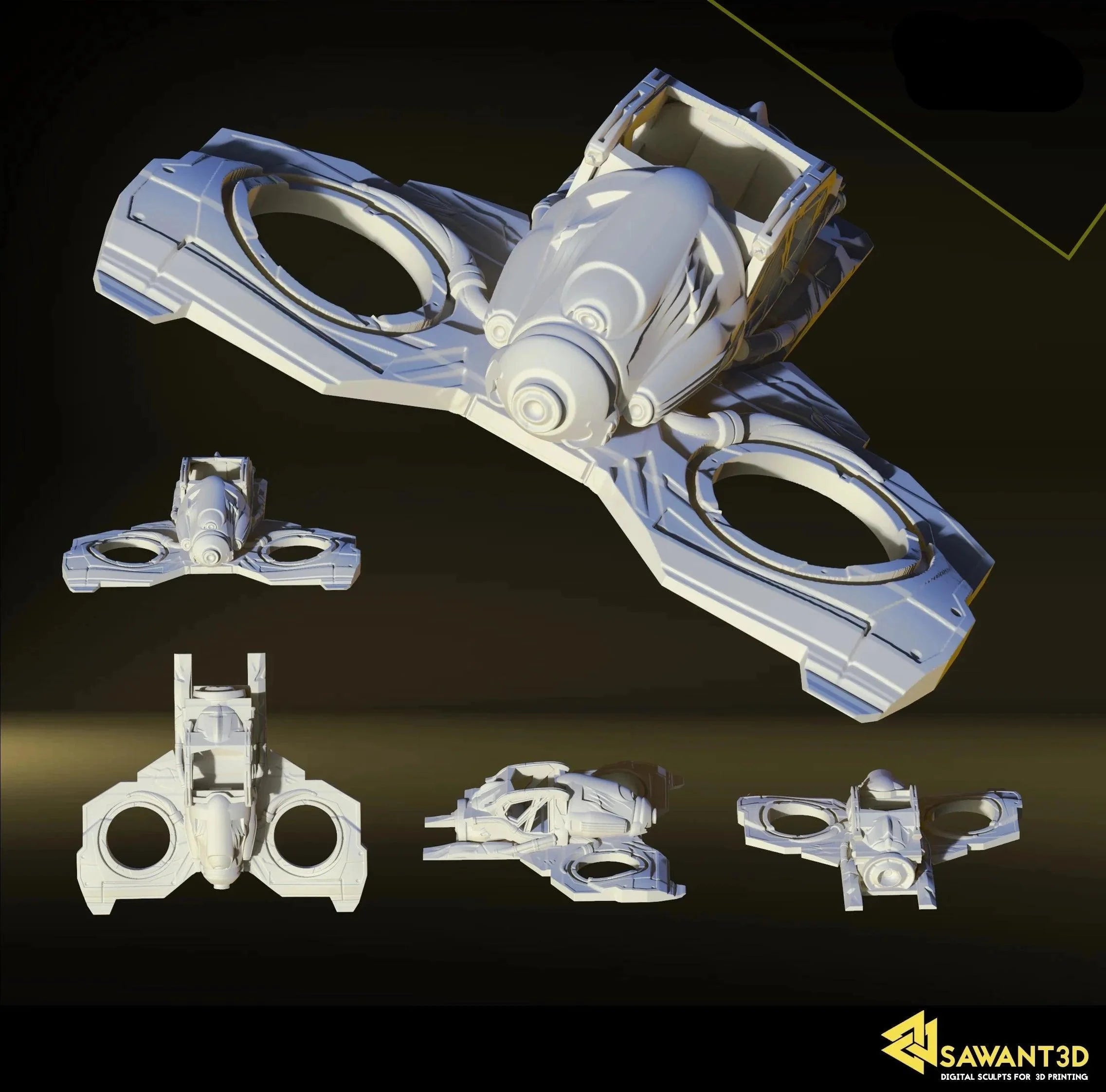 3D Printed SAWANT3D Space Speeder Spaceship 28 32mm Ragnarok d&d