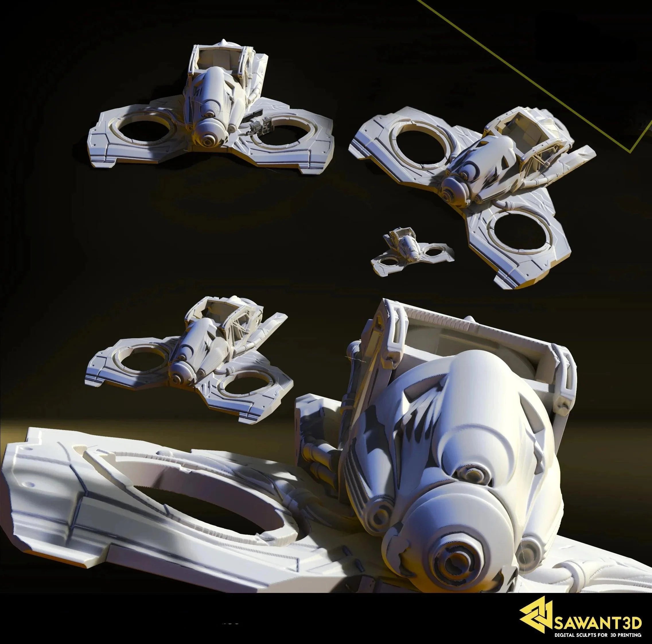 3D Printed SAWANT3D Space Speeder Spaceship 28 32mm Ragnarok d&d