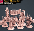 3D Printed STL Miniatures Abbey Monks Set 28 - 32mm War Gaming D&D