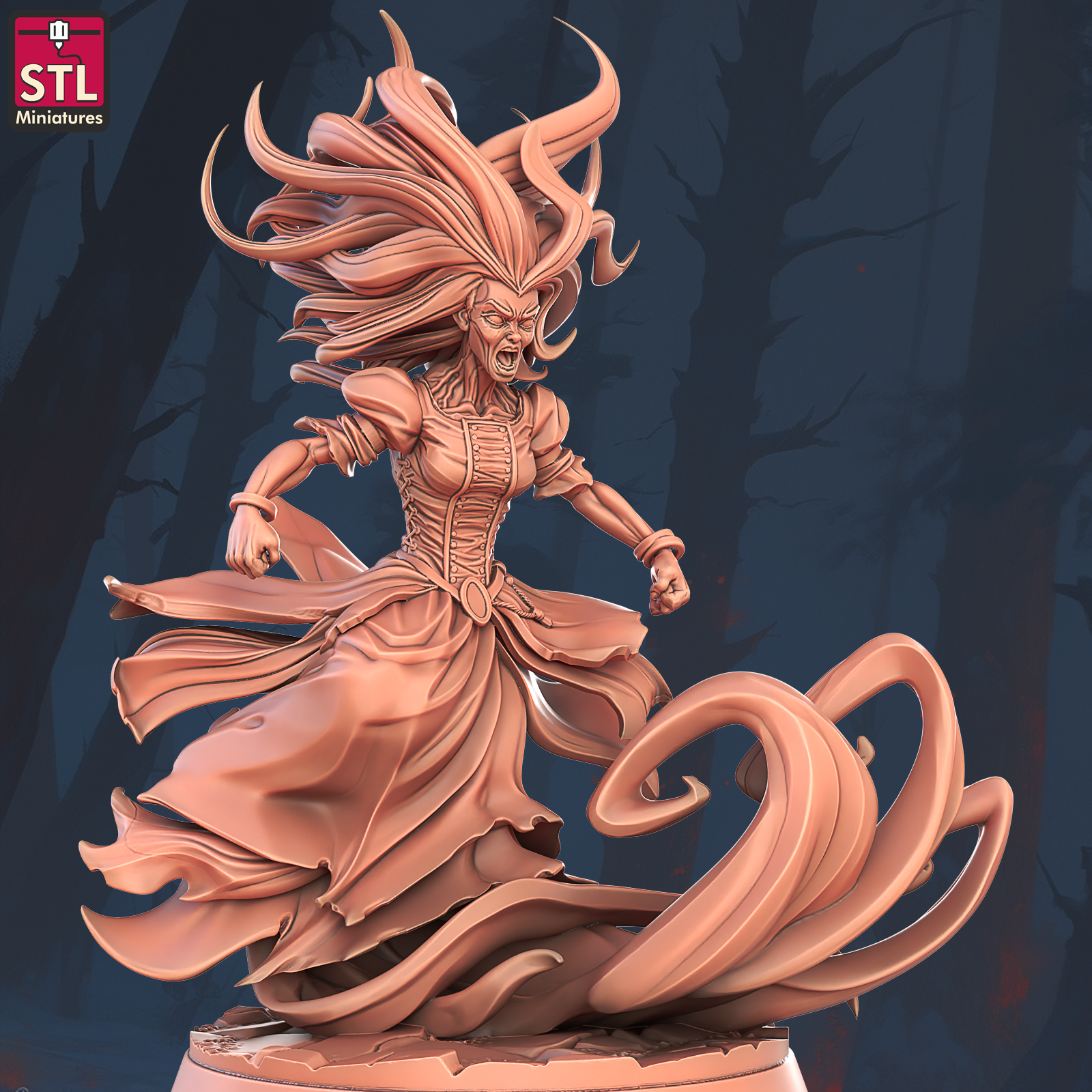 3D Printed STL Miniatures Banshee 28 - 32mm War Gaming D&D