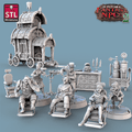 3D Printed STL Miniatures Dentist Set Fantasy NPC 2 | 28 - 32mm War Gaming D&D