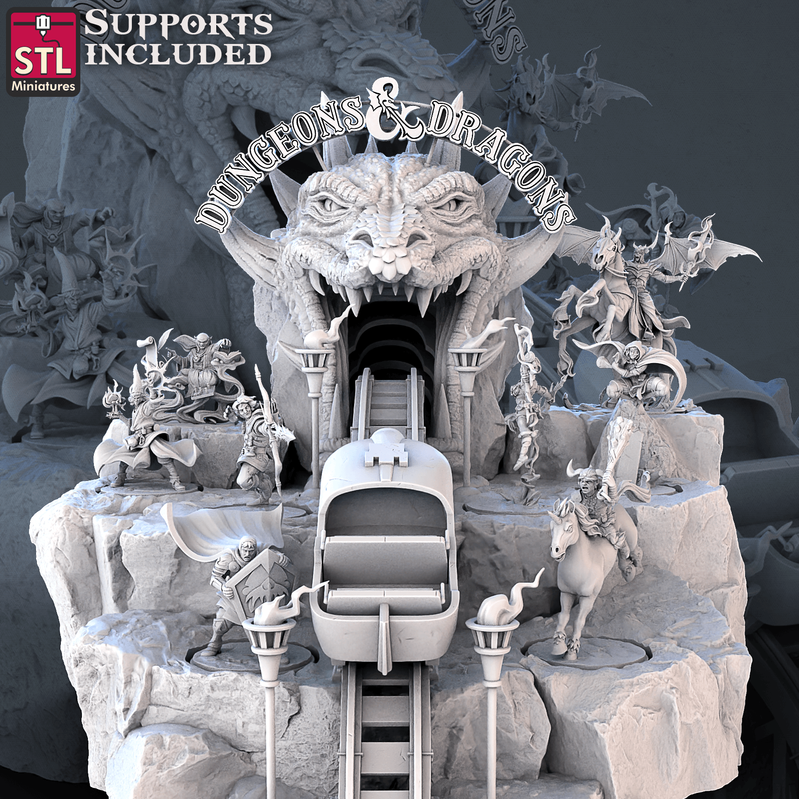 3D Printed STL Miniatures DnD Tribute Set 28mm - 32mm War Gaming D&D