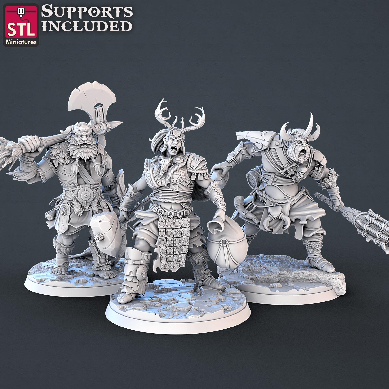 3D Printed STL Miniatures Frost Giants Set | 28 - 32mm War Gaming D&D