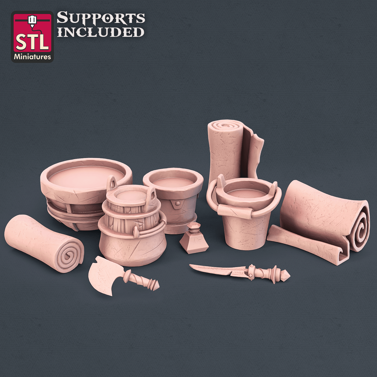 3D Printed STL Miniatures Leather Worker Set 28mm - 32mm War Gaming D&D