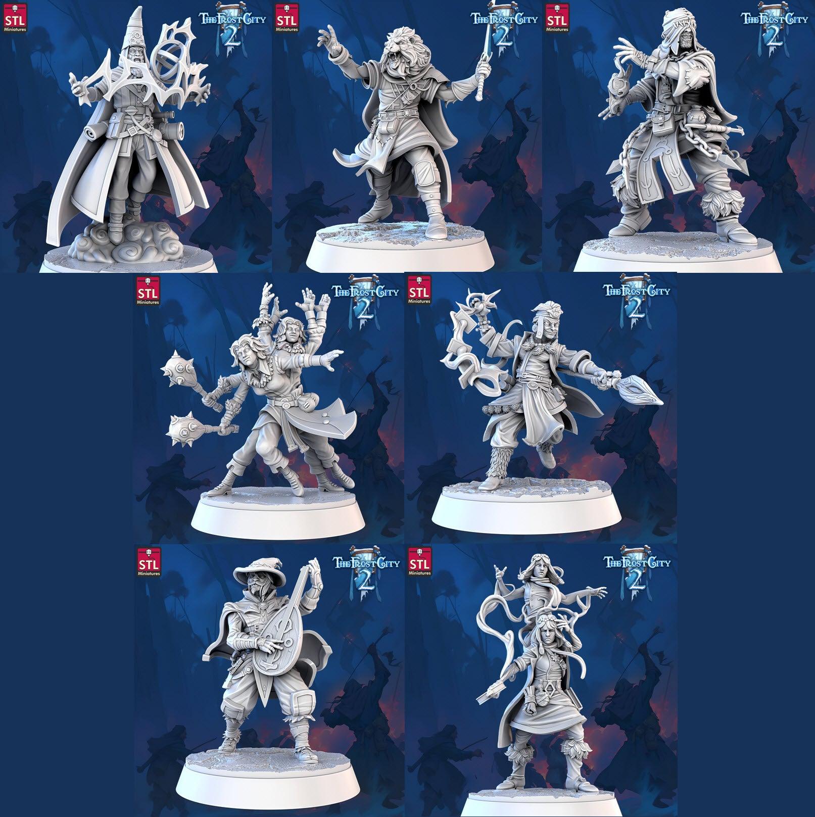 3D Printed STL Miniatures Mages The Frost City 2 28 - 32mm War Gaming D&D