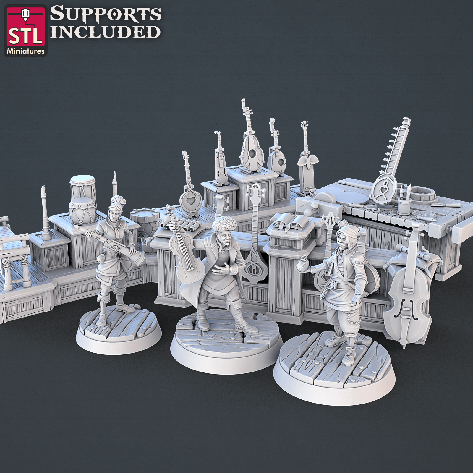 3D Printed STL Miniatures Music Store Set | 28 - 32mm War Gaming D&D