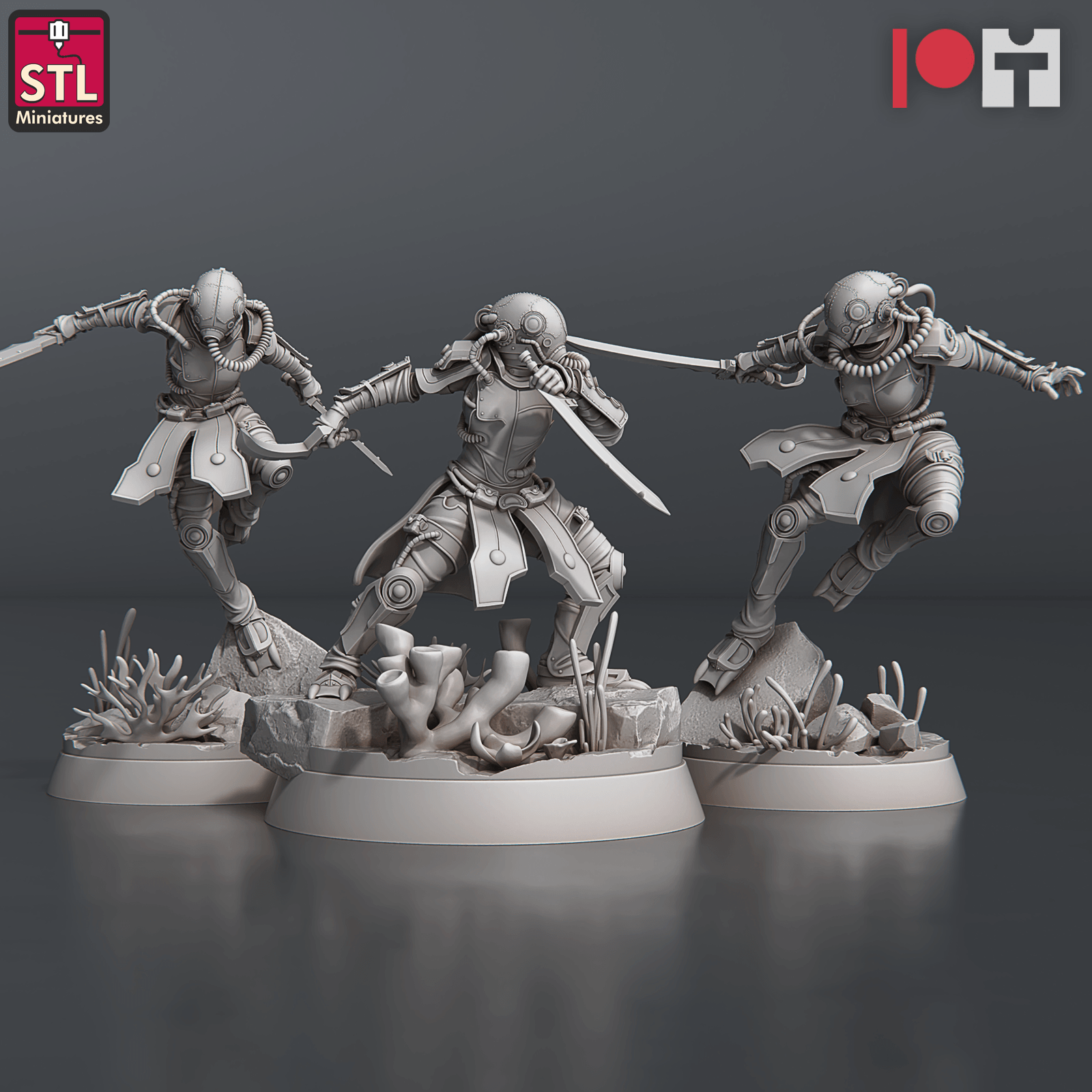 3D Printed STL Miniatures NeverDawn Deep Scout Set 28 - 32mm War Gaming D&D