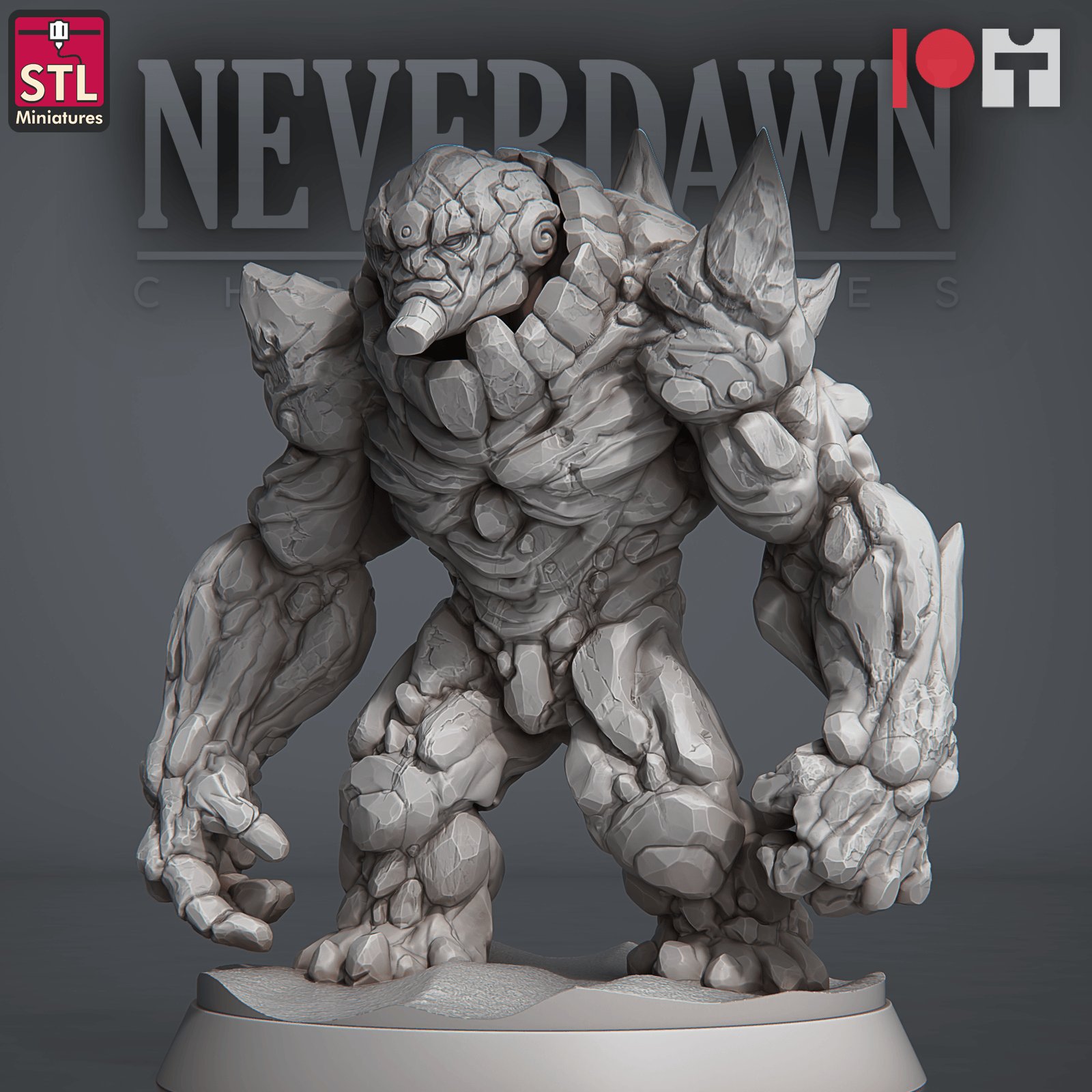 3D Printed STL Miniatures NeverDawn Red Sand Sand Golem 28 - 32mm War Gaming D&D