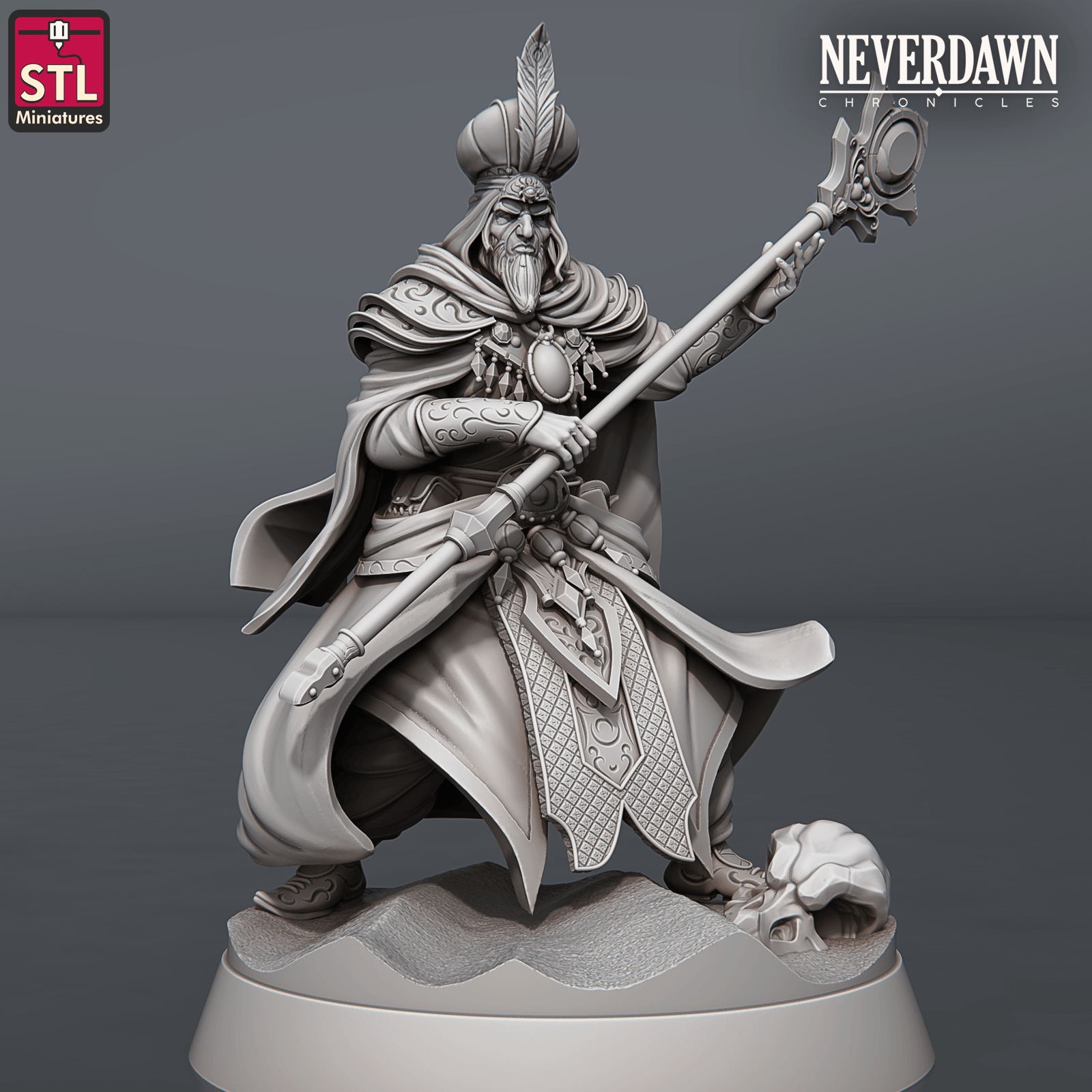 3D Printed STL Miniatures Neverdawn Red Sand Consultor 28 - 32mm War Gaming D&D