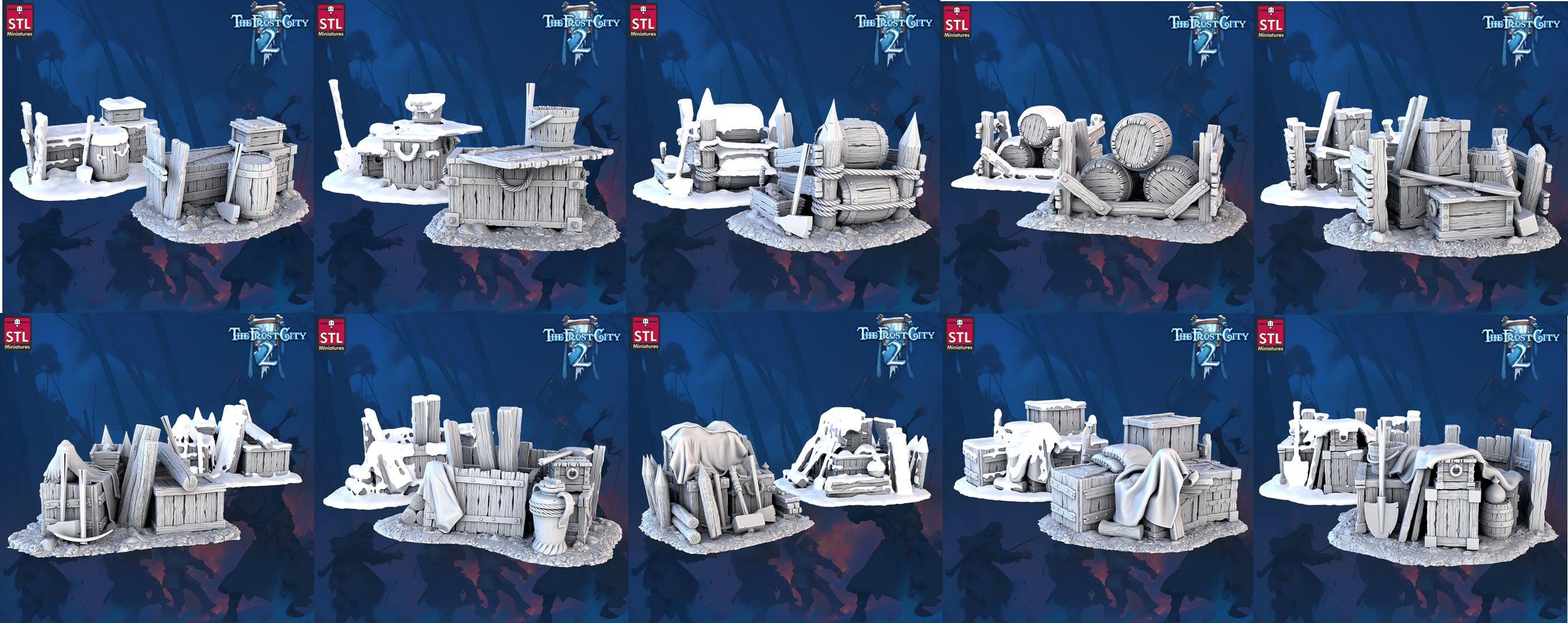 3D Printed STL Miniatures Scatter Terrain The Frost City 2 28 - 32mm War Gaming D&D
