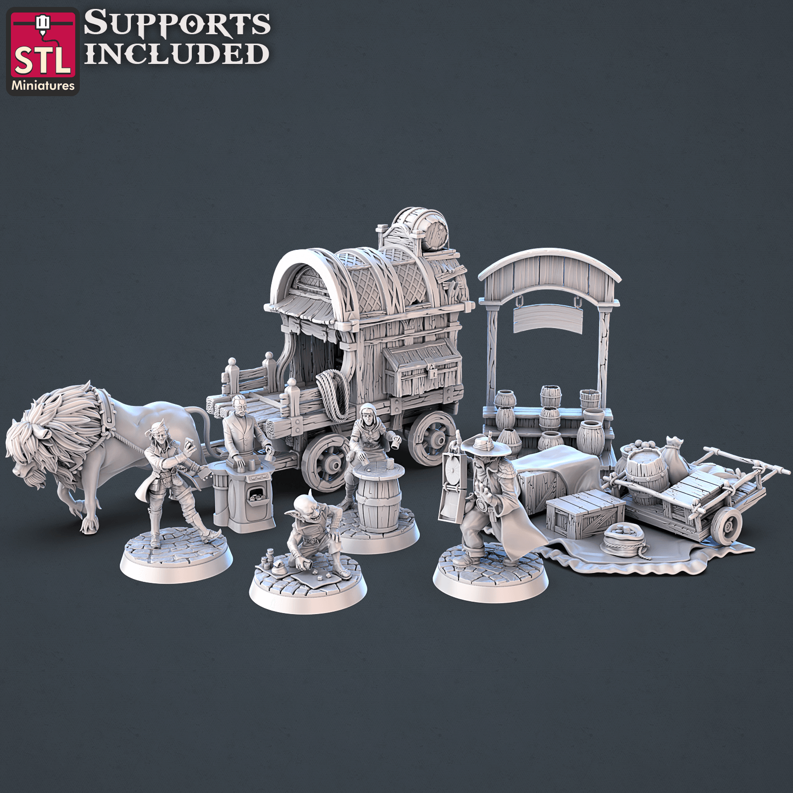 3D Printed STL Miniatures Street Gambler Set | 28 - 32mm War Gaming D&D