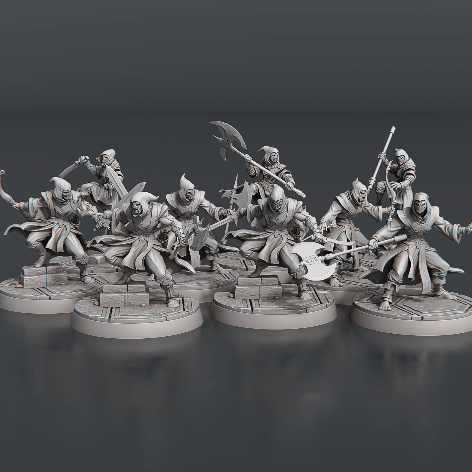 3D Printed STL Miniatures Temple Guardians Set 28 - 32mm War Gaming D&D