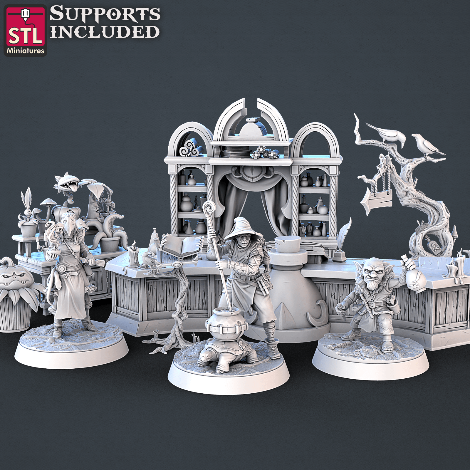 3D Printed STL Miniatures Toxic Vendor Set 28mm - 32mm War Gaming D&D